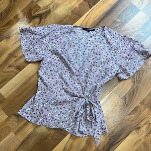 One Clothing Los Angeles floral wrap tie blouse